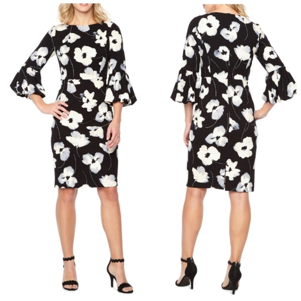 ❌ NWT Liz Claiborne Floral 3/4 Bell Sleeve Dress - Picture 4 of 4